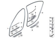 Защитная окантовка/накладка порога для BMW F01 740i N54 (схема запасных частей)
