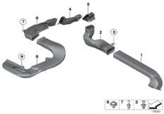 Воздуховод заднего кондиционера для BMW F02 730Ld N57 (схема запасных частей)