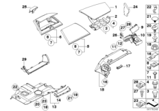 Доп.элементы панели приборов для BMW E83 X3 2.0d M47N2 (схема запасных частей)