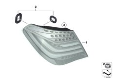 Блок задних фонарей на крыле для BMW F01 740dX N57S (схема запасных частей)