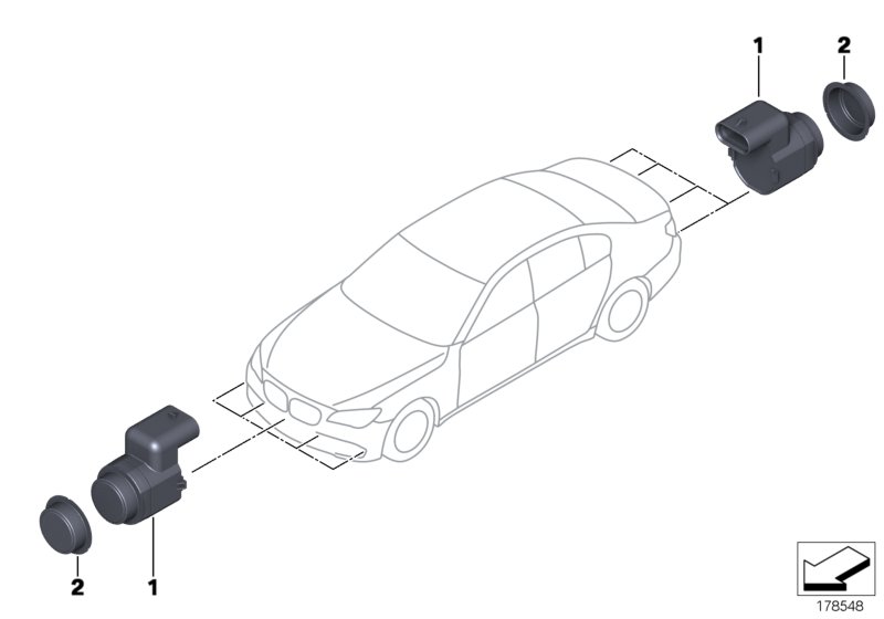 Ультразвуковой датчик для BMW E90N 328i N51 (схема запчастей)