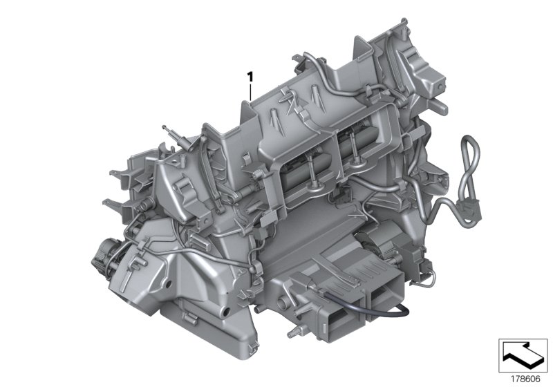 Корпус распределителя кондиционера Нж для BMW F04 Hybrid 7 N63 (схема запчастей)