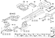 Теплоизоляция для BMW E61 520d M47N2 (схема запасных частей)