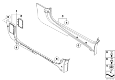 Боковая обшивка пространства для ног для BMW R52 Cooper W10 (схема запасных частей)