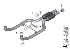 Передний дополнительный глушитель для BMW F03N 750LiS N63 (схема запасных частей)