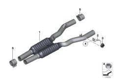Средний глушитель для BMW F11N 550i N63N (схема запасных частей)