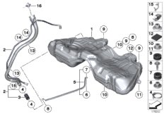 Топливный бак/дополнительные элементы для BMW RR4 Ghost N74R (схема запасных частей)