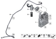 Фильтр с акт.углем/вентил.с.подачи топл. для BMW F01N 730i N52N (схема запасных частей)