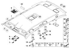 Потолок / поручень для BMW E61 525i M54 (схема запасных частей)