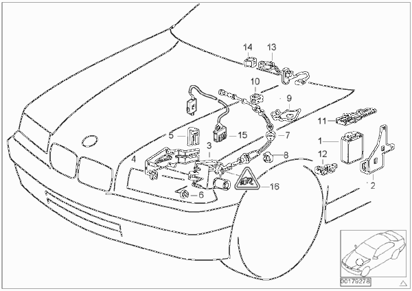 система поддержания заданной скорости для BMW E36 M3 S50 (схема запчастей)