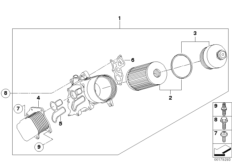 Масляный фильтр смаз.сист.,теплообменник для BMW R56 One D W16 (схема запасных частей)
