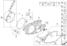 Крышка картера двигателя П для BMW K16 G 450 X (0145) 0 (схема запасных частей)
