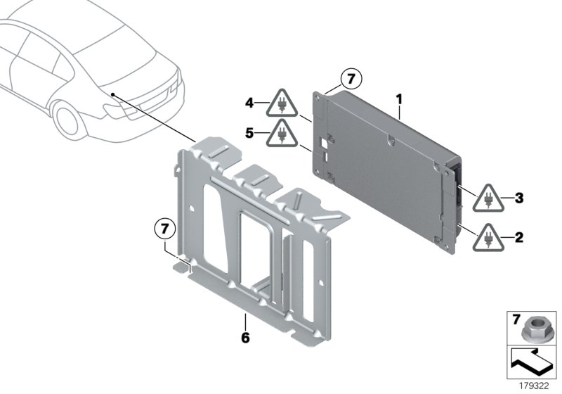 Зарядный блок устр-ва громкой связи High для BMW F01 730d N57 (схема запчастей)