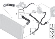 Водяной шланг системы охлаждения для BMW E92N 325d N57 (схема запасных частей)