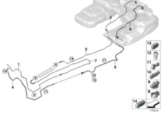 Топливопроводы/элементы крепления для BMW F15 X5 30dX N57N (схема запасных частей)
