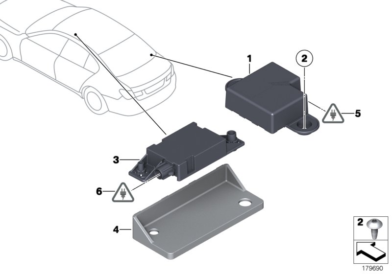 Детали телефонной антенны для BMW F02 750Li N63 (схема запчастей)