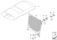 Дооснащение сеткой багажного отделения для BMW R55 Cooper N12 (схема запасных частей)