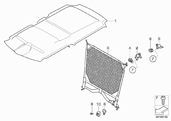 Дооснащение сеткой багажного отделения для MINI R55N Cooper S N18 (схема запчастей)