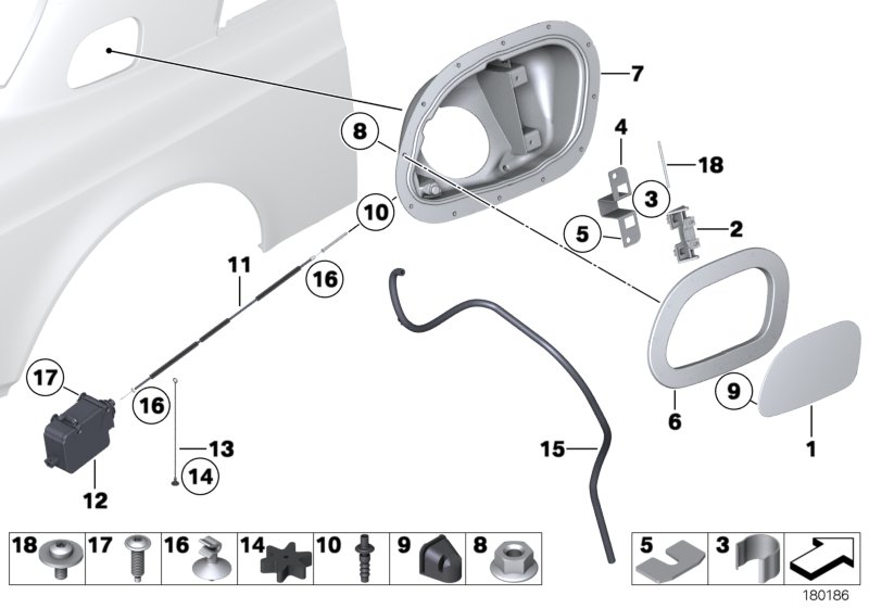 Заслонка заливного отверстия для BMW RR3 Coupé N73 (схема запчастей)