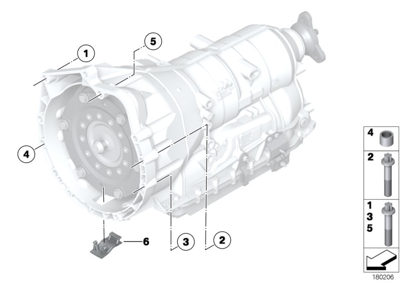 Крепление/дополнит.элементы КПП для BMW F01 740i N54 (схема запчастей)