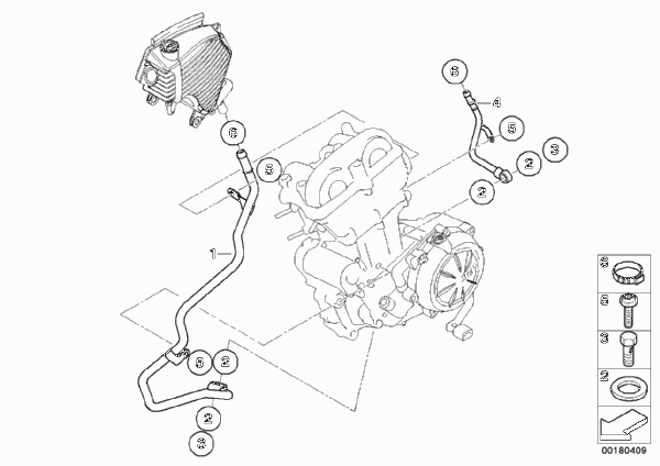 Трубопроводы смазочной системы для BMW R131 G 650 GS 11 (0188,0189) 0 (схема запчастей)