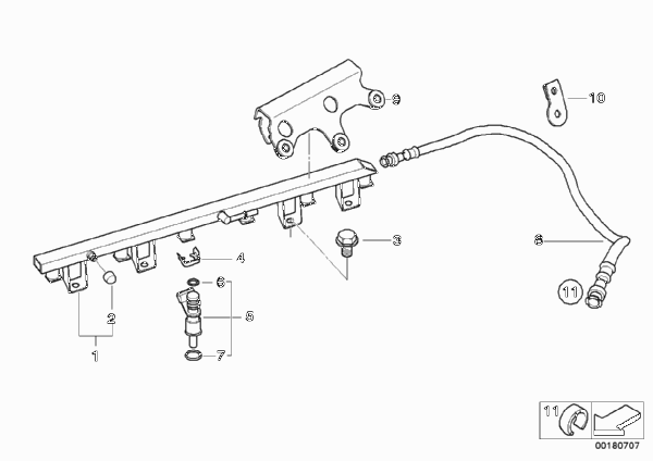 Система впрыска/форсунка для BMW E63 630i N52 (схема запчастей)