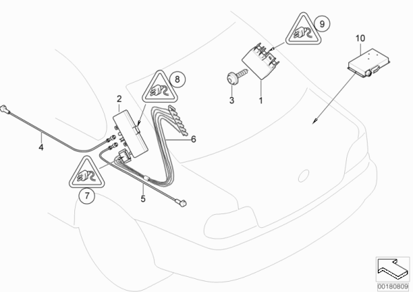 Детали разнесенной антенны для BMW E46 318d M47N (схема запчастей)