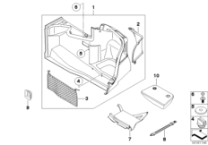Обшивка багажного отделения П для BMW E88 118i N46N (схема запасных частей)