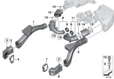 Воздуховод для BMW F10N 550i N63N (схема запасных частей)