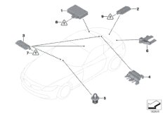 ЭБУ/антенны системы Passiv Access для BMW E92 330i N53 (схема запасных частей)