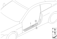 Дооснащение накладкой порога в M-стиле для BMW E64N 630i N52N (схема запасных частей)