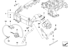 Система нейтрализации ОГ, охлаждение для BMW E90N 335d M57N2 (схема запасных частей)