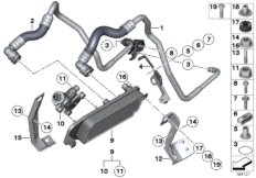 Теплообменник/трубопровод радиатора КПП для BMW F02N 740Li N55 (схема запасных частей)