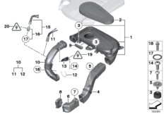 Глушитель шума всас./смен.элем.фил./HFM для BMW F01 740dX N57S (схема запасных частей)