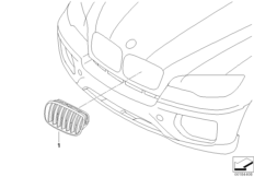 Дооснащение декоративной решеткой для BMW E71 X6 35iX N54 (схема запасных частей)