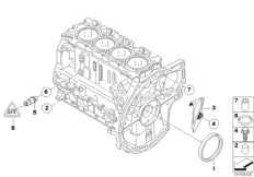 Блок цилиндров/дополнительные элементы для BMW R56 Cooper D W16 (схема запасных частей)