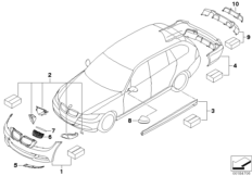 Аэродинамический к-т BMW Performance для BMW E91 330xi N52 (схема запасных частей)