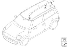 Декоративная планка крыши/леер для BMW R55 Cooper S N14 (схема запасных частей)