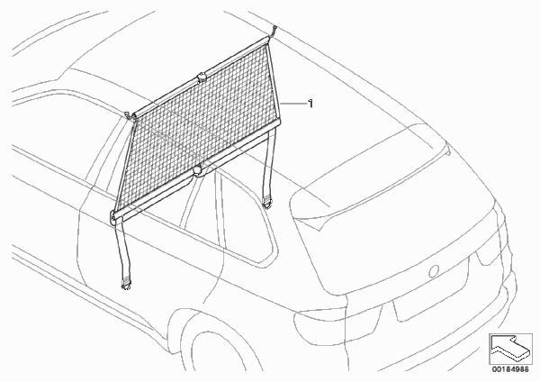 Раздел.сетка багажника 1-й ряд сид. для BMW E70 X5 3.0sd M57N2 (схема запчастей)