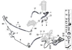 Маслопроводы гидроусилителя рул.управл. для BMW E70N X5 50iX N63 (схема запасных частей)