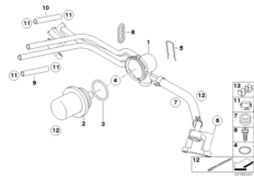 Распределитель топлива/регулят.давления для BMW R21 R 1150 GS 00 (0415,0495) 0 (схема запасных частей)