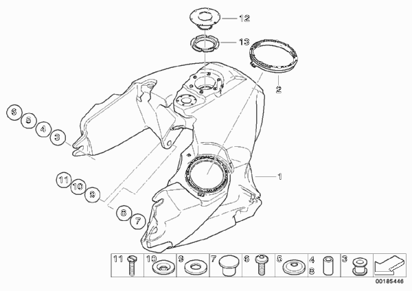 Топливный бак для BMW K28 R 1200 ST (0328,0338) 0 (схема запчастей)