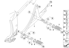 Система упоров для ног для MOTO K44 K 1300 GT (0538,0539) 0 (схема запасных частей)