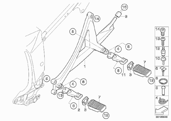 Система упоров для ног для MOTO K44 K 1300 GT (0538,0539) 0 (схема запчастей)