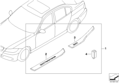 Планки на пороги дверей BMW Performance для BMW E90N 328i N51 (схема запасных частей)