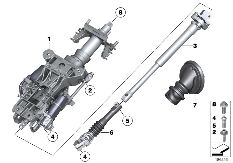 Рулевая колонка с электропр./доп.детали для BMW F13 M6 S63N (схема запчастей)