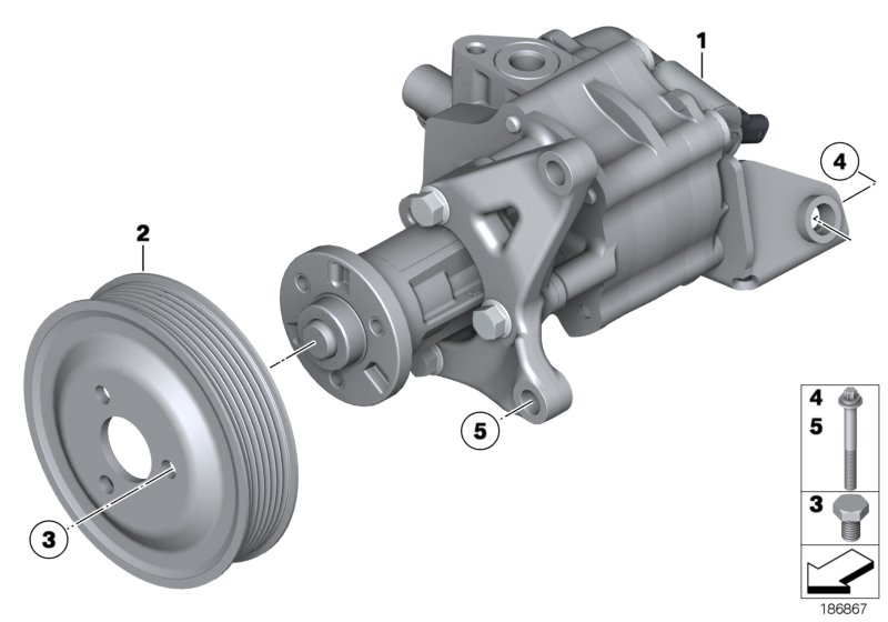 Насос гидроусилителя рулевого управления для BMW F12N 650i N63N (схема запчастей)