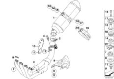 Детали системы выпуска ОГ с креплением для BMW K43 K 1300 R (0518,0519) 0 (схема запасных частей)