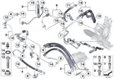 Трубопр.гидроус.рул.упр./Dynamic Drive для BMW F02 750Li N63 (схема запасных частей)