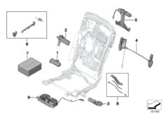 Электрооборудование и приводы сиденья Зд для BMW RR4 Ghost EWB N74R (схема запасных частей)